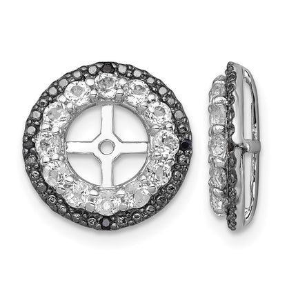 Sterling Silver Rhodium White Topaz & Black Sapphire Earring Jacket