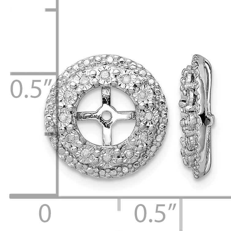 Sterling Silver Rhodium Diam. Earring Jacket