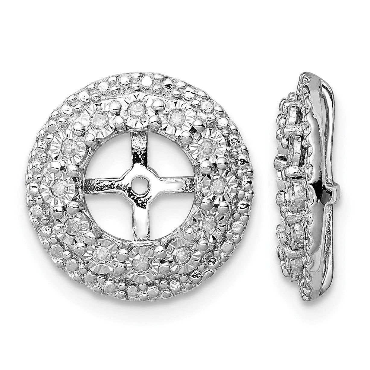 Sterling Silver Rhodium Diam. Earring Jacket