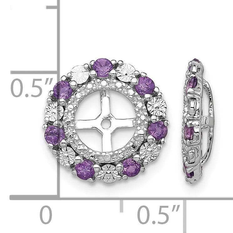 Sterling Silver Rhodium Amethyst Earring Jacket