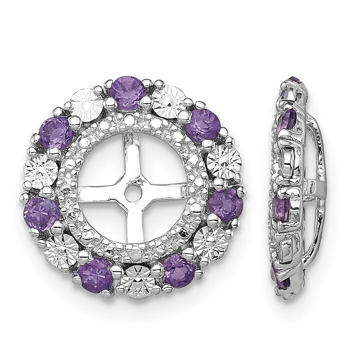 Sterling Silver Rhodium Amethyst Earring Jacket