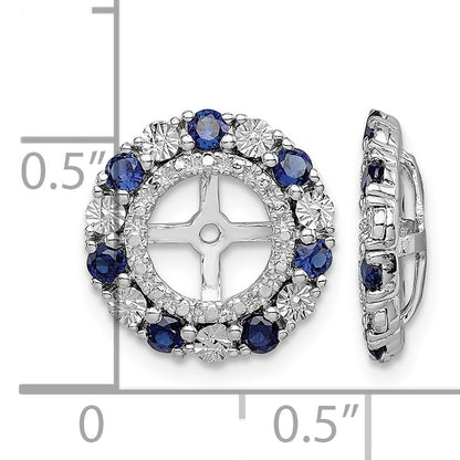 Sterling Silver Rhodium Created Sapphire Earring Jacket