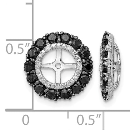 Sterling Silver Rhodium Diam. & Black Sapphire Earring Jacket