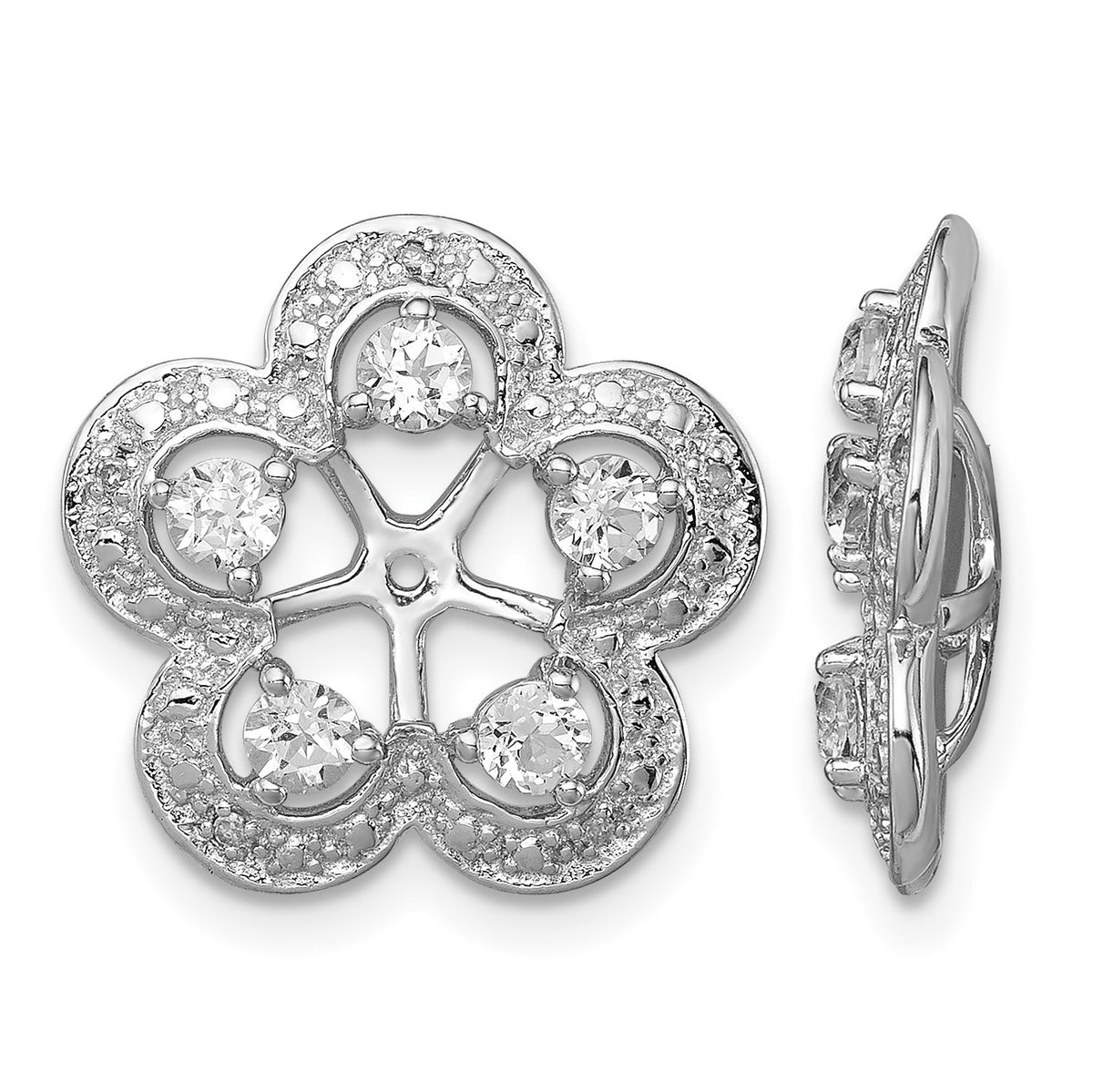 Sterling Silver Rhodium Diam. & White Topaz Earring Jacket
