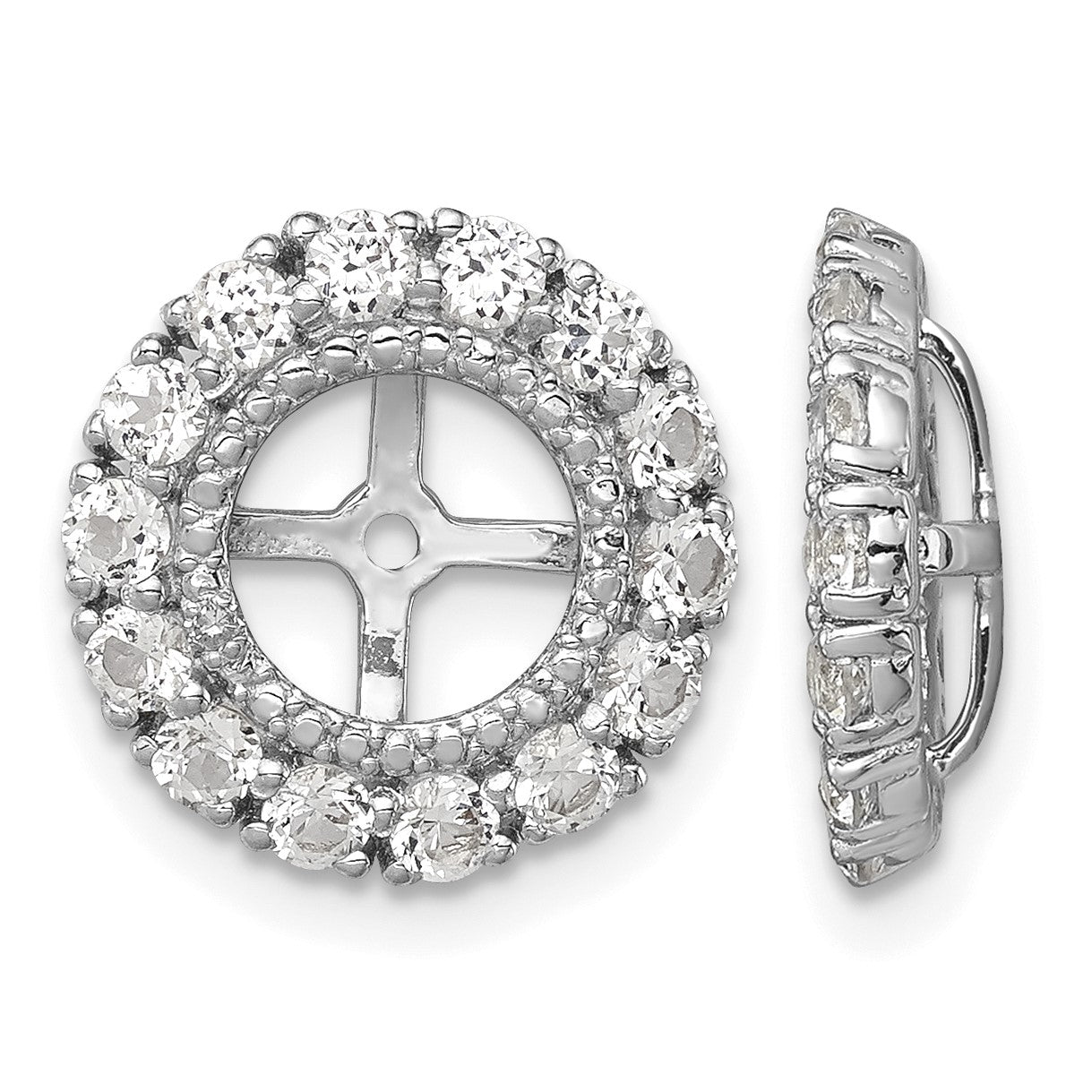 Sterling Silver Rhodium Diam. & White Topaz Earring Jacket