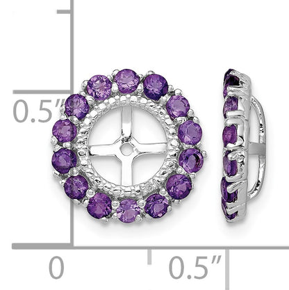 Sterling Silver Rhodium Diam. & Amethyst Earring Jacket
