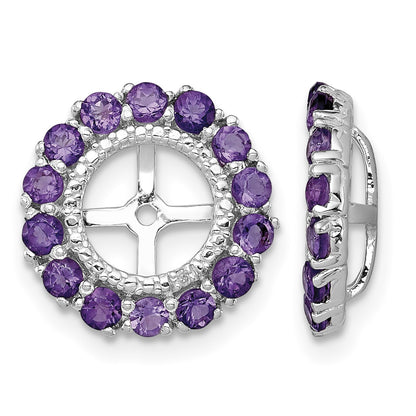 Sterling Silver Rhodium Diam. & Amethyst Earring Jacket