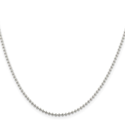 Sterling Silver 2mm Beaded Chain w/2in ext.