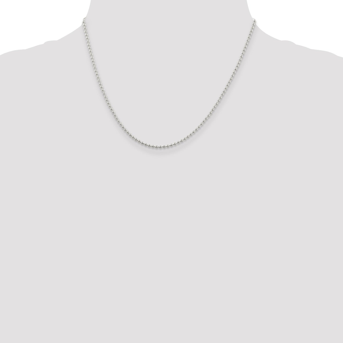 Sterling Silver 2mm Beaded Chain w/2in ext.