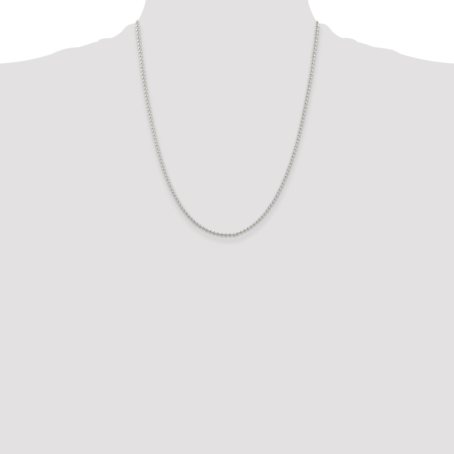 Sterling Silver 2mm Beaded Chain w/4in ext.