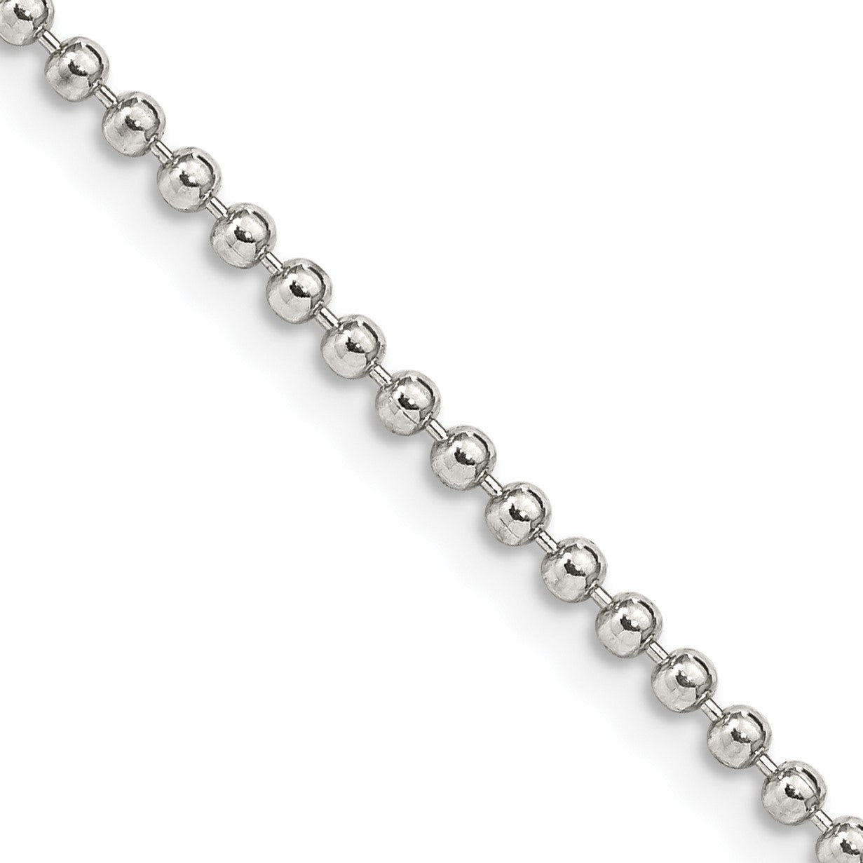 Sterling Silver 2mm Beaded Chain w/4in ext.