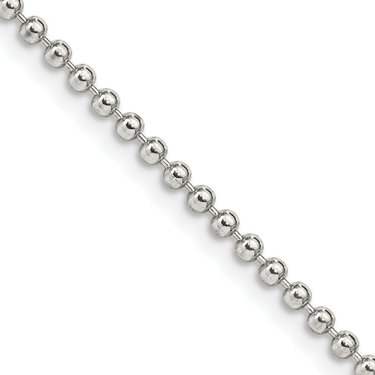 Sterling Silver 2mm Beaded Chain
