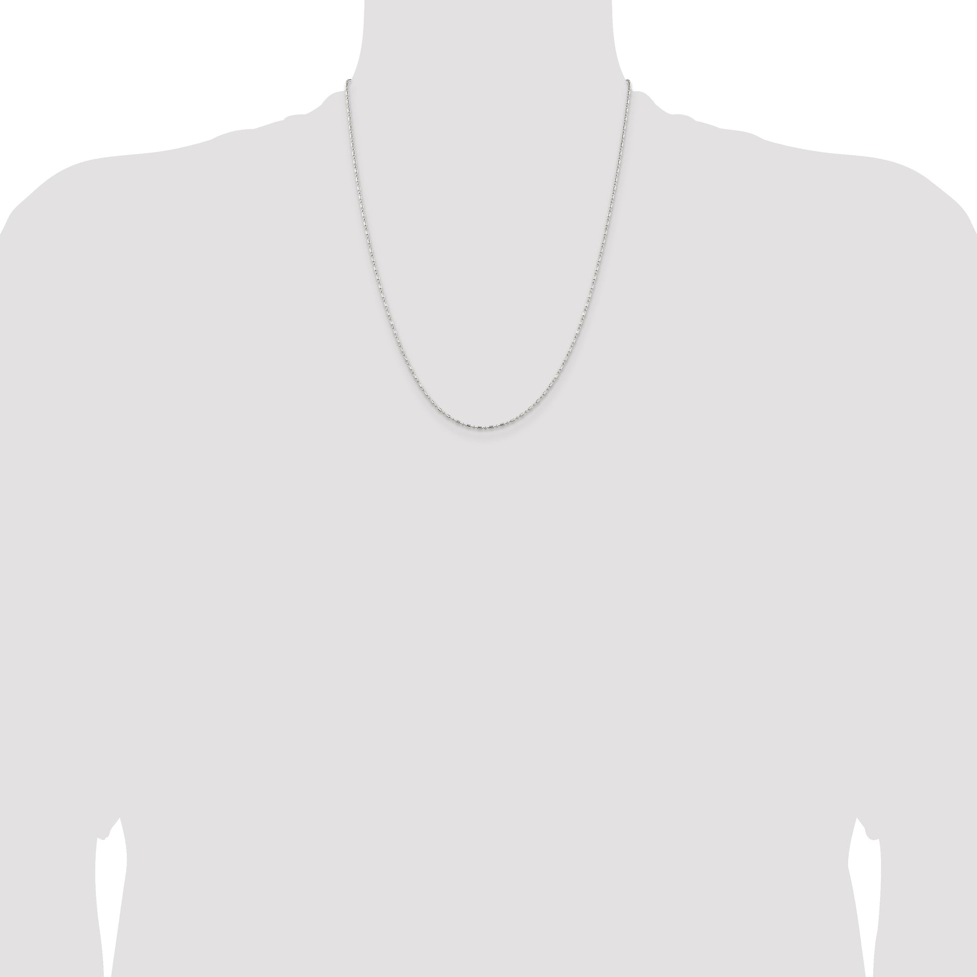 Sterling Silver 1.5mm Fancy Beaded Chain w/4in ext.