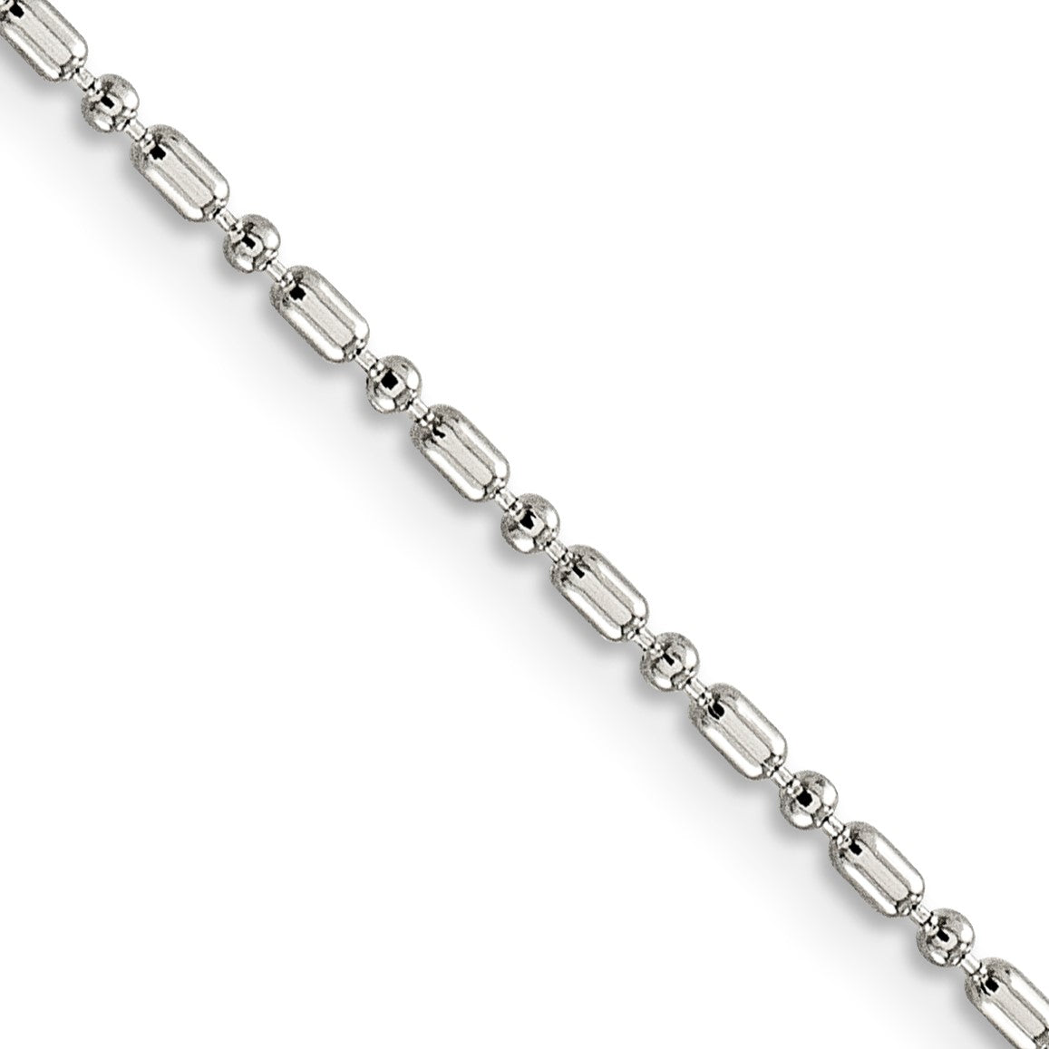 Sterling Silver 1.5mm Fancy Beaded Chain w/2in ext.