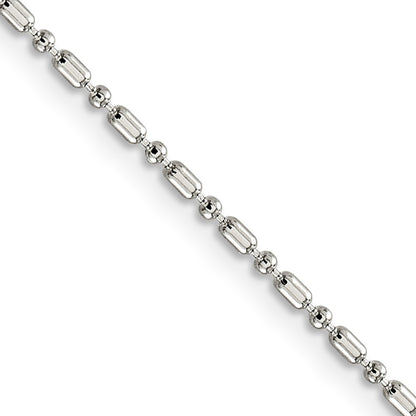 Sterling Silver 1.5mm Fancy Beaded Chain w/2in ext.