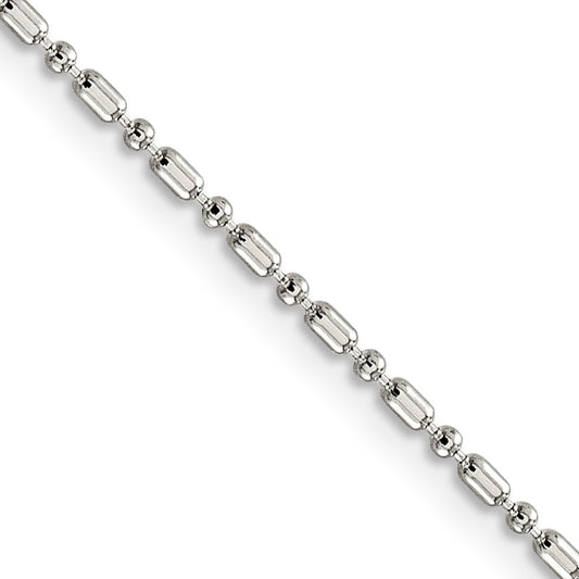 Sterling Silver 1.5mm Fancy Beaded Chain w/2in ext.