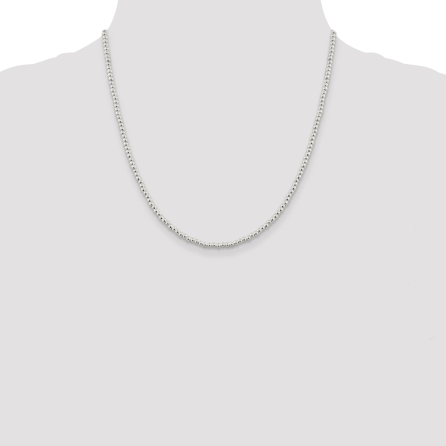 Sterling Silver 3mm Beads on Box Chain