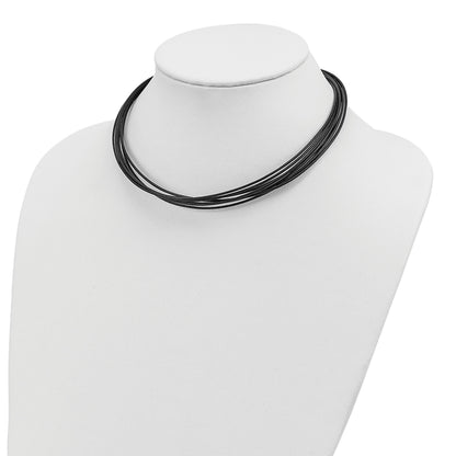 Sterling Silver Rhodium-plated 16inch Black Multi-Cord Leather Necklace