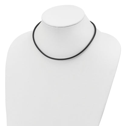 Sterling Silver Rhodium-plated 18inch 3mm Black Leather Necklace