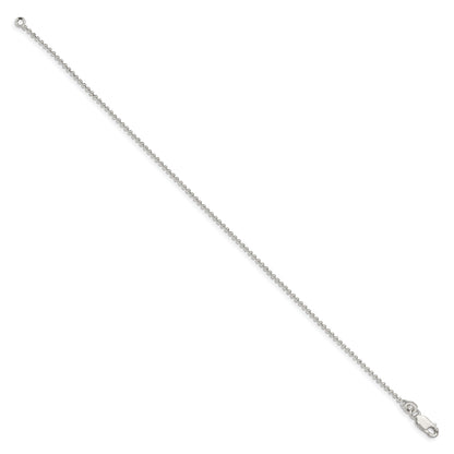 Sterling Silver 1.5mm Beaded Chain Anklet