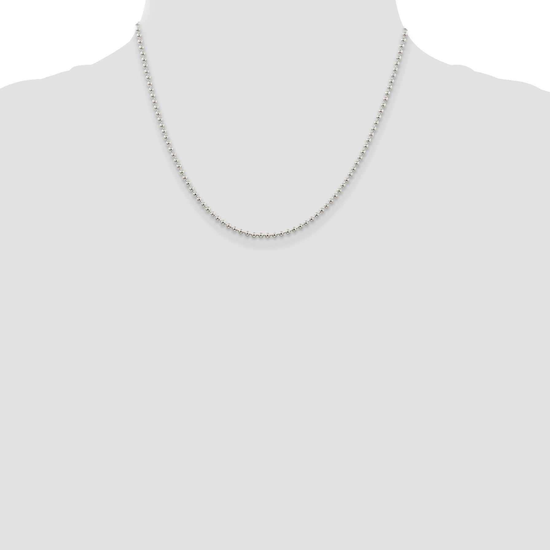 Sterling Silver 2.35mm Beaded Chain w/2in ext.