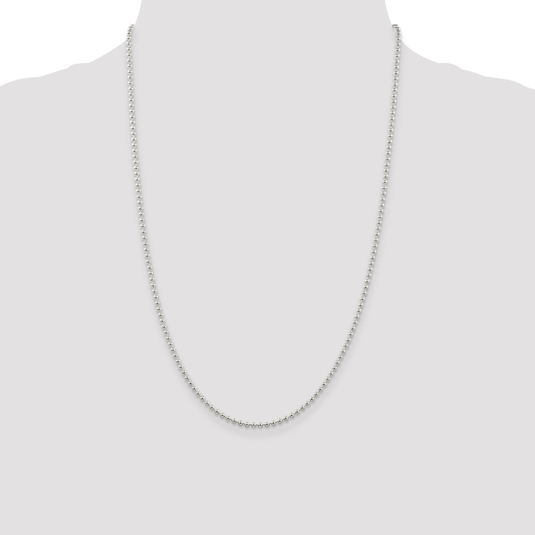 Sterling Silver 2.35mm Beaded Chain