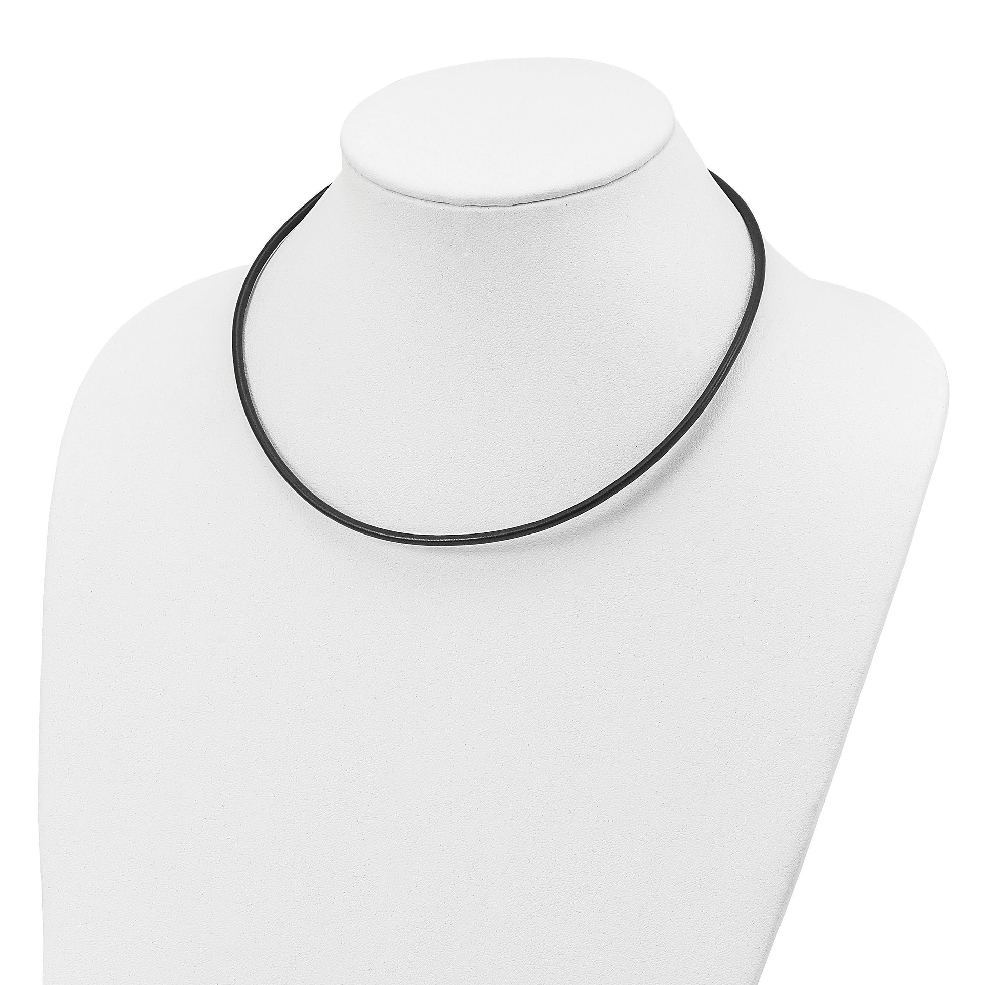 Sterling Silver 20inch 3mm Black Leather Cord Necklace