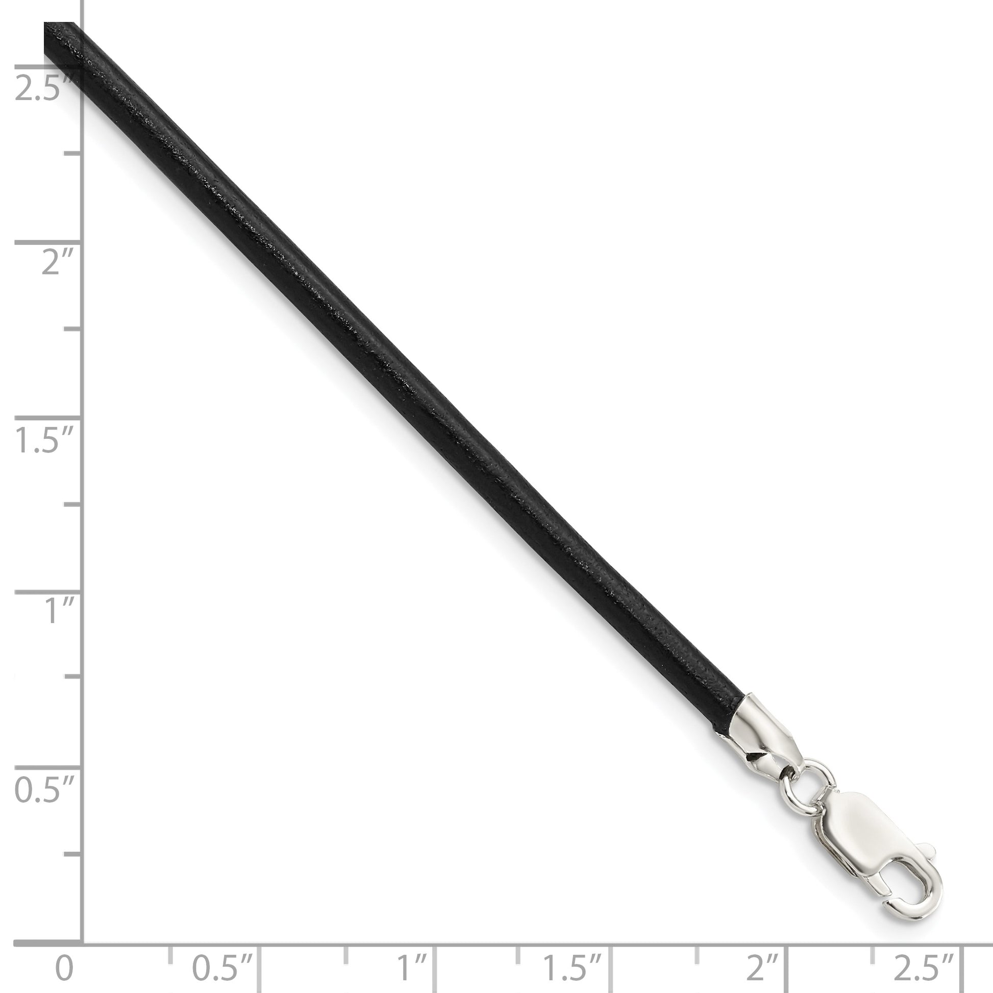 Sterling Silver 20inch 3mm Black Leather Cord Necklace