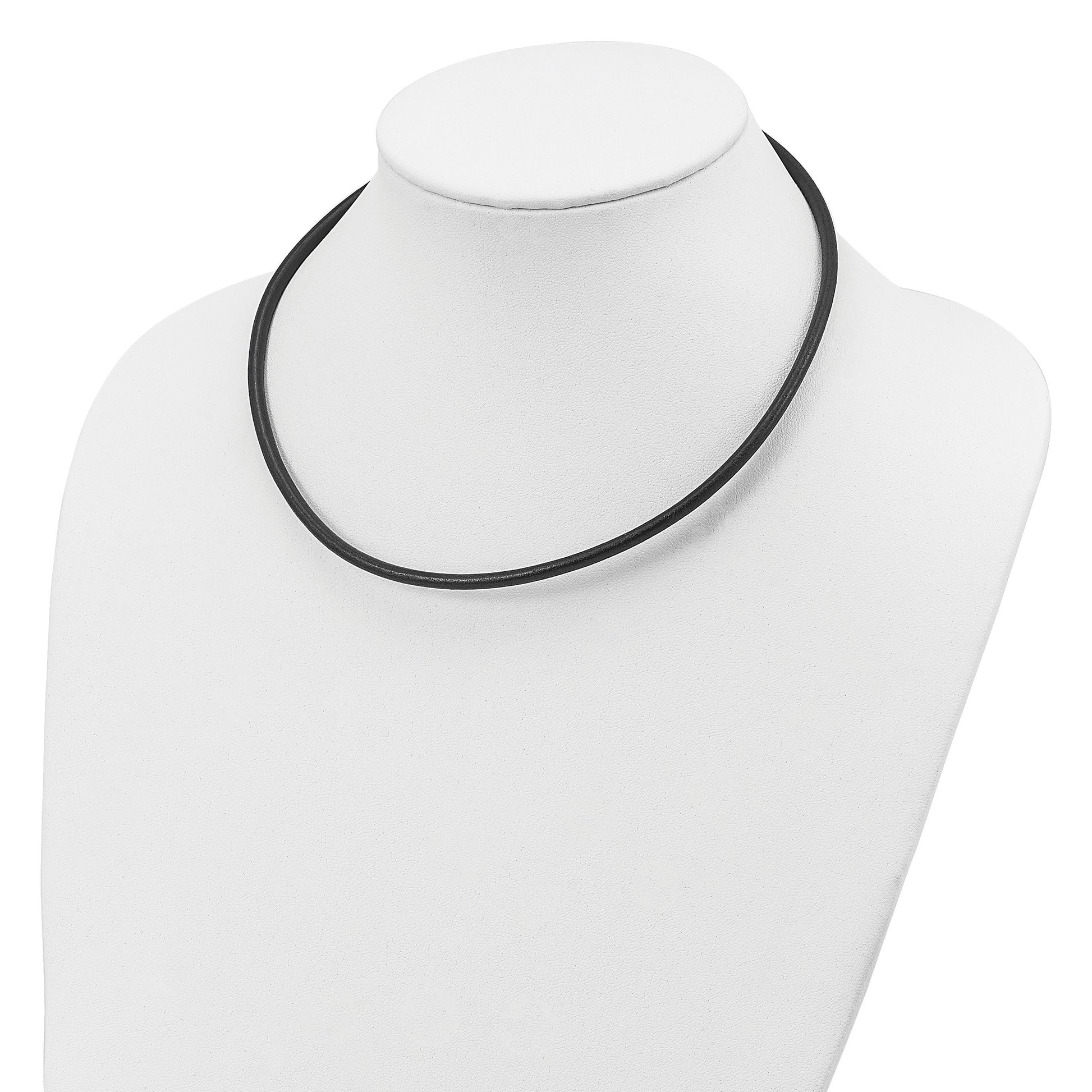 Sterling Silver 18inch 4mm Black Leather Necklace