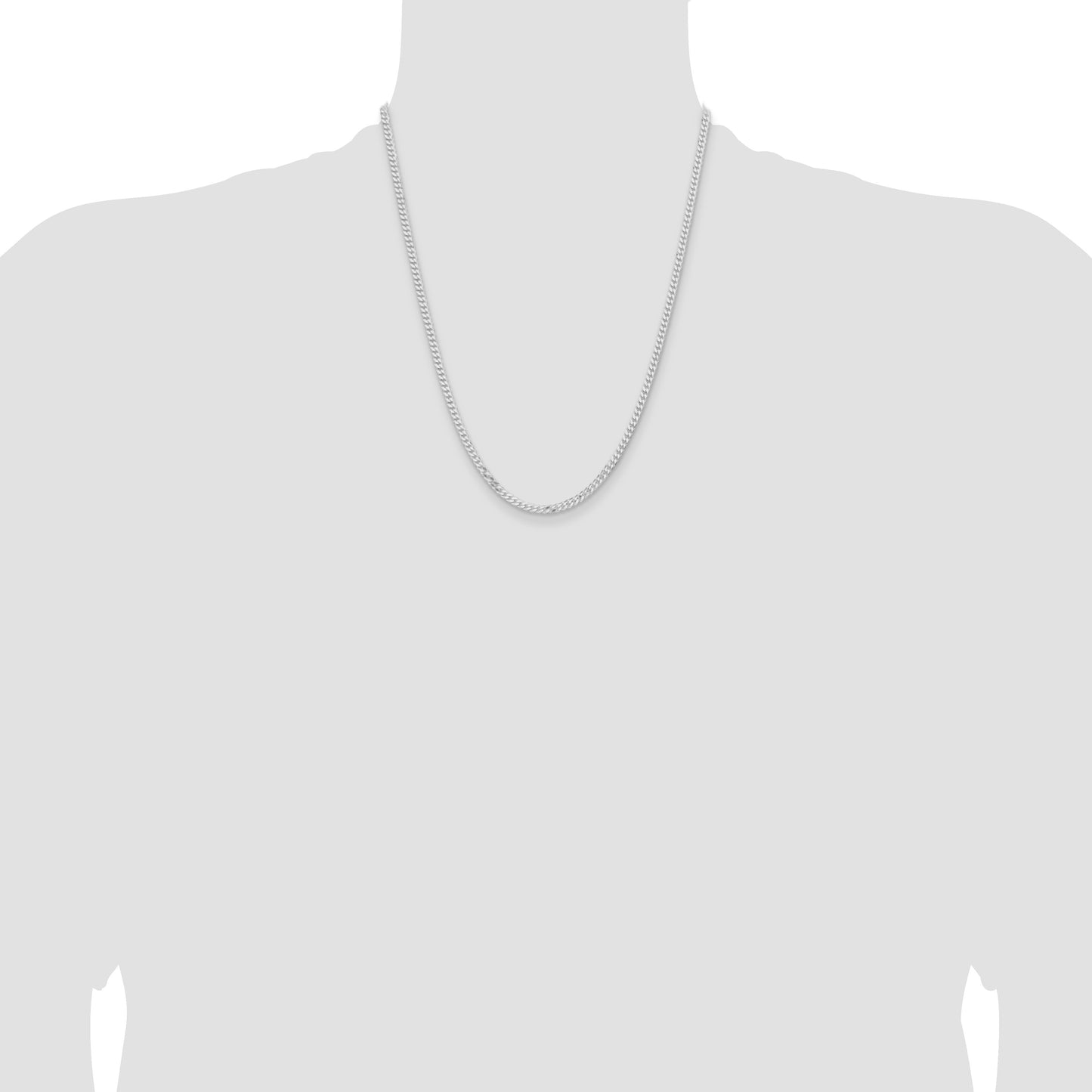Sterling Silver Rhodium-plated 3.15mm Flat Curb Chain
