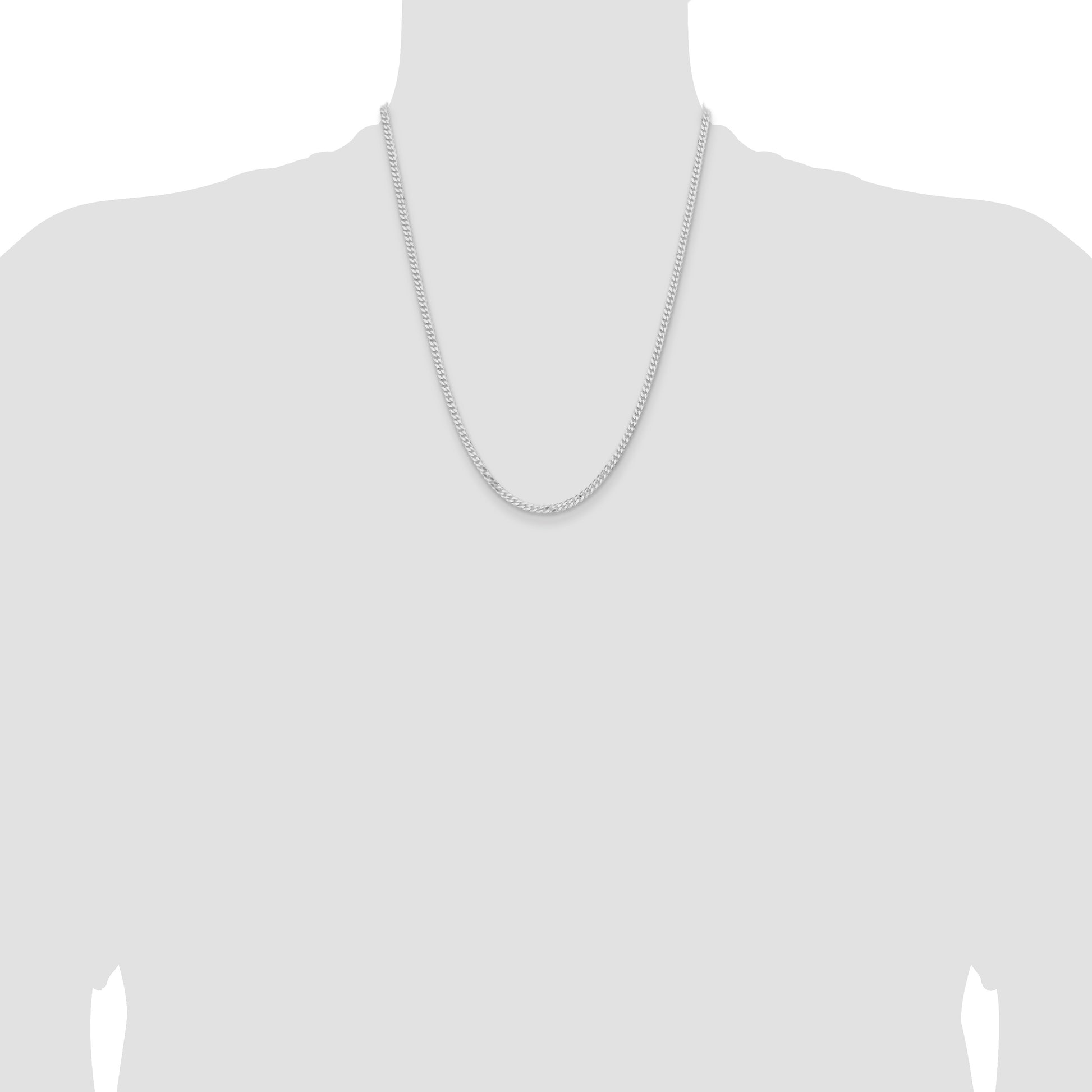 Sterling Silver Rhodium-plated 3.15mm Flat Curb Chain