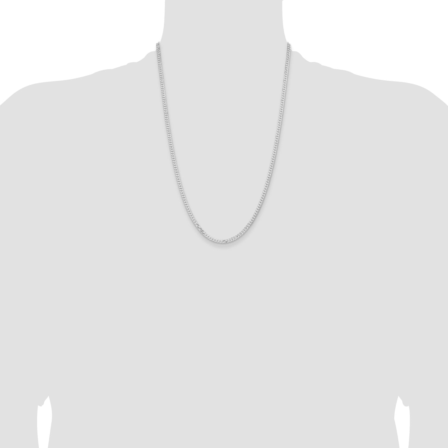 Sterling Silver Rhodium-plated 3.15mm Flat Curb Chain