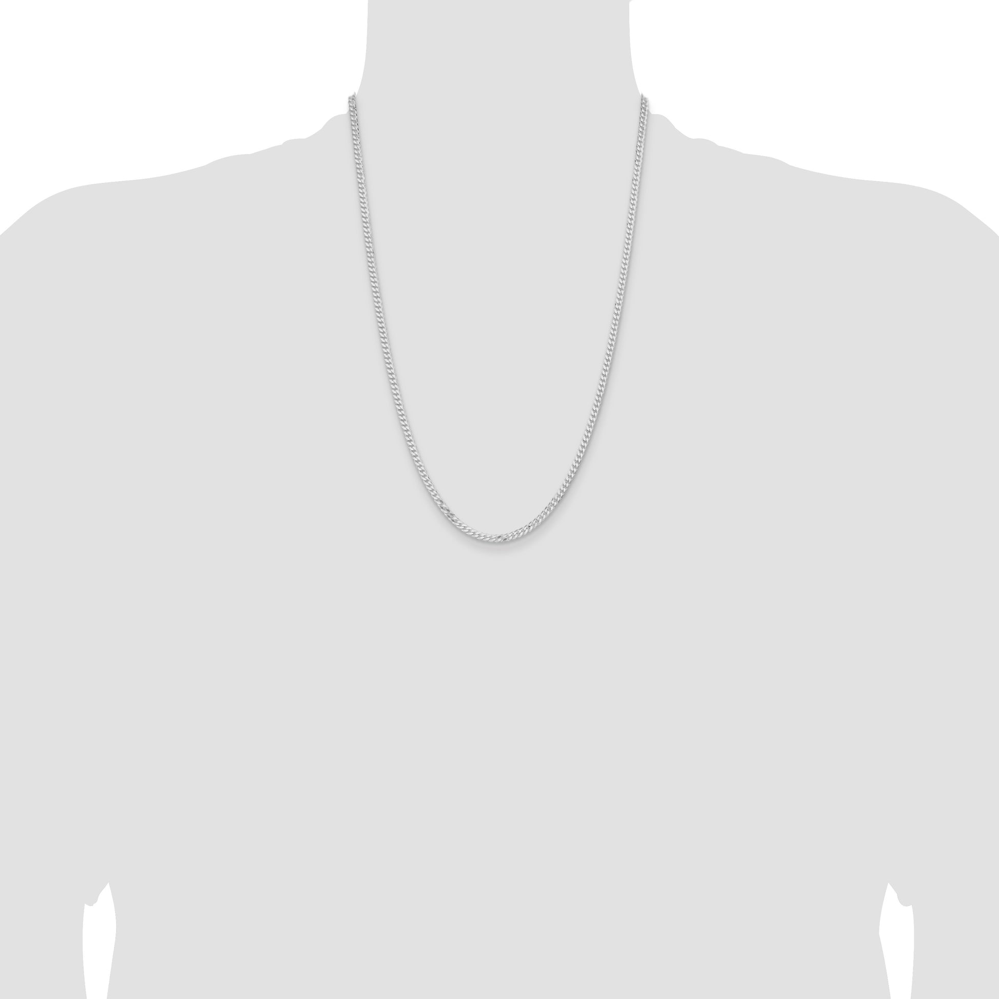 Sterling Silver Rhodium-plated 3.15mm Flat Curb Chain