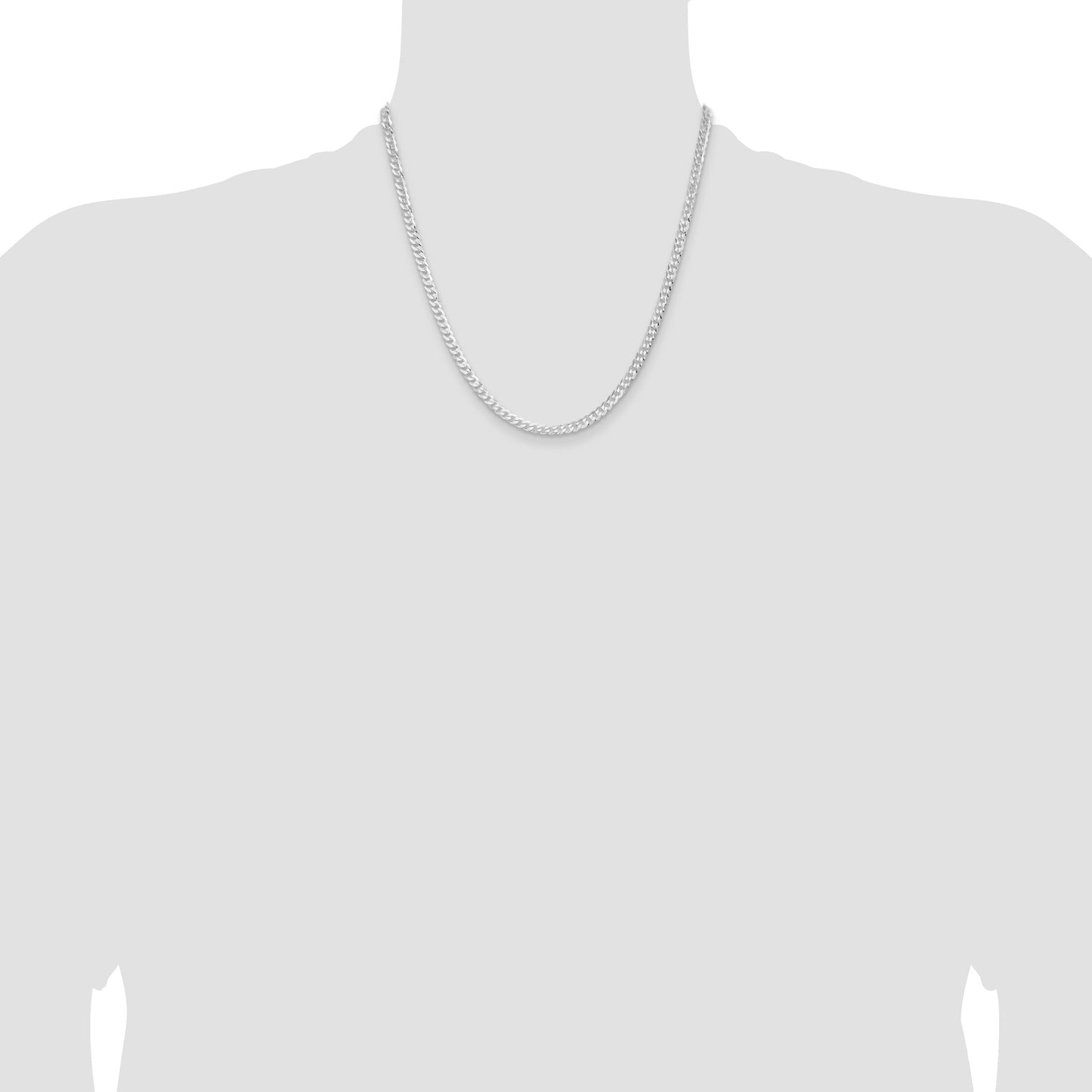 Sterling Silver Rhodium-plated 3.8mm Flat Curb Chain