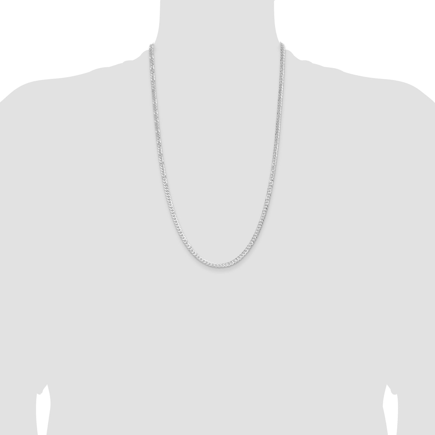 Sterling Silver Rhodium-plated 3.8mm Flat Curb Chain