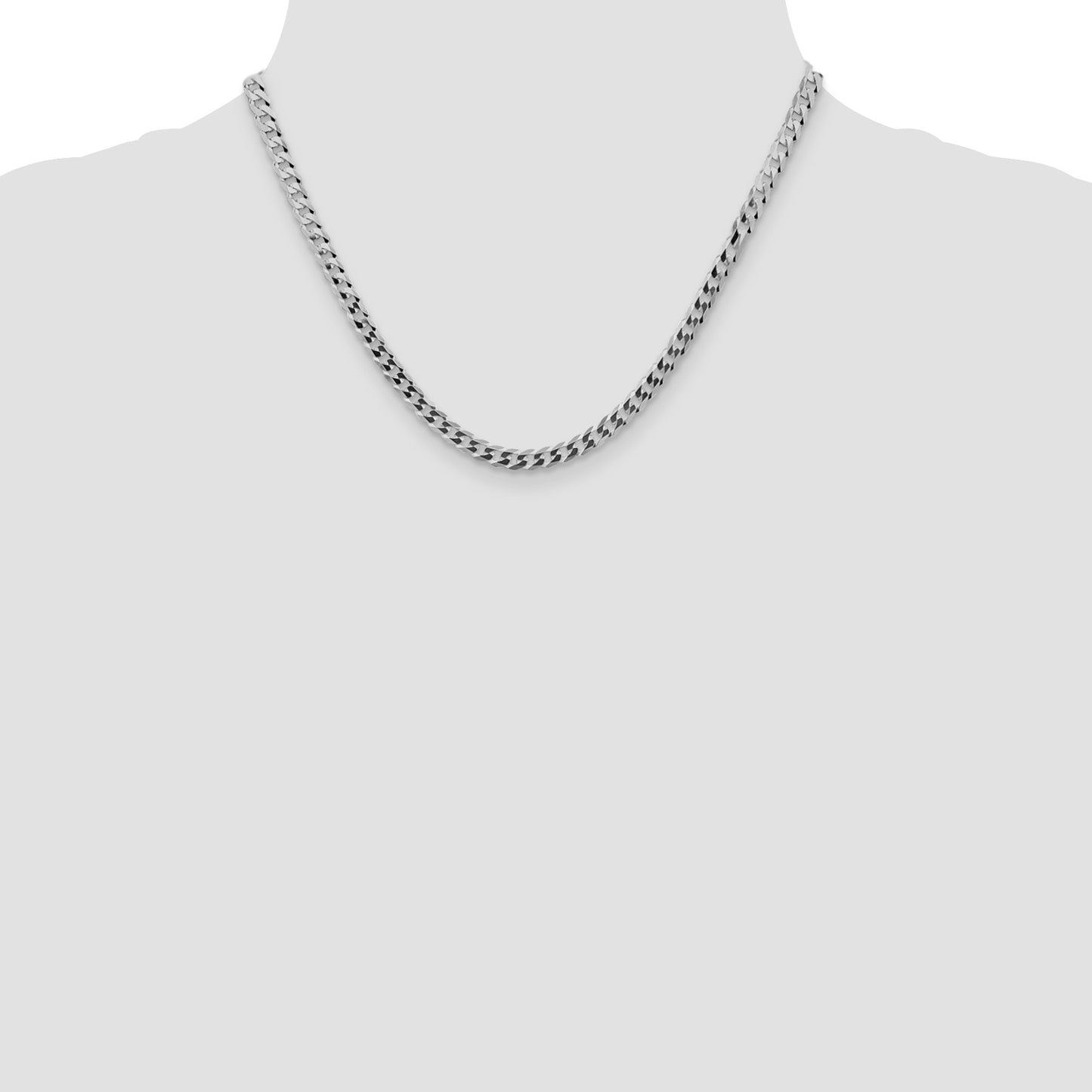 Sterling Silver Rhodium-plated 4.7mm Flat Curb Chain