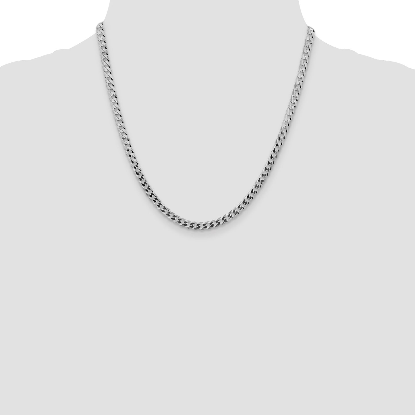 Sterling Silver Rhodium-plated 4.7mm Flat Curb Chain