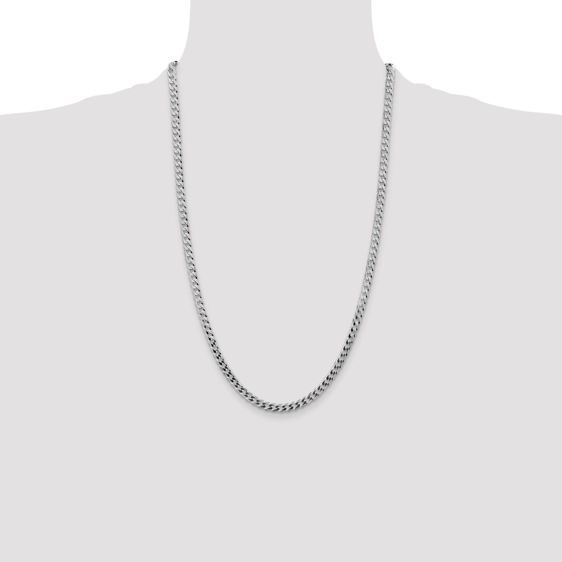 Sterling Silver Rhodium-plated 4.7mm Flat Curb Chain