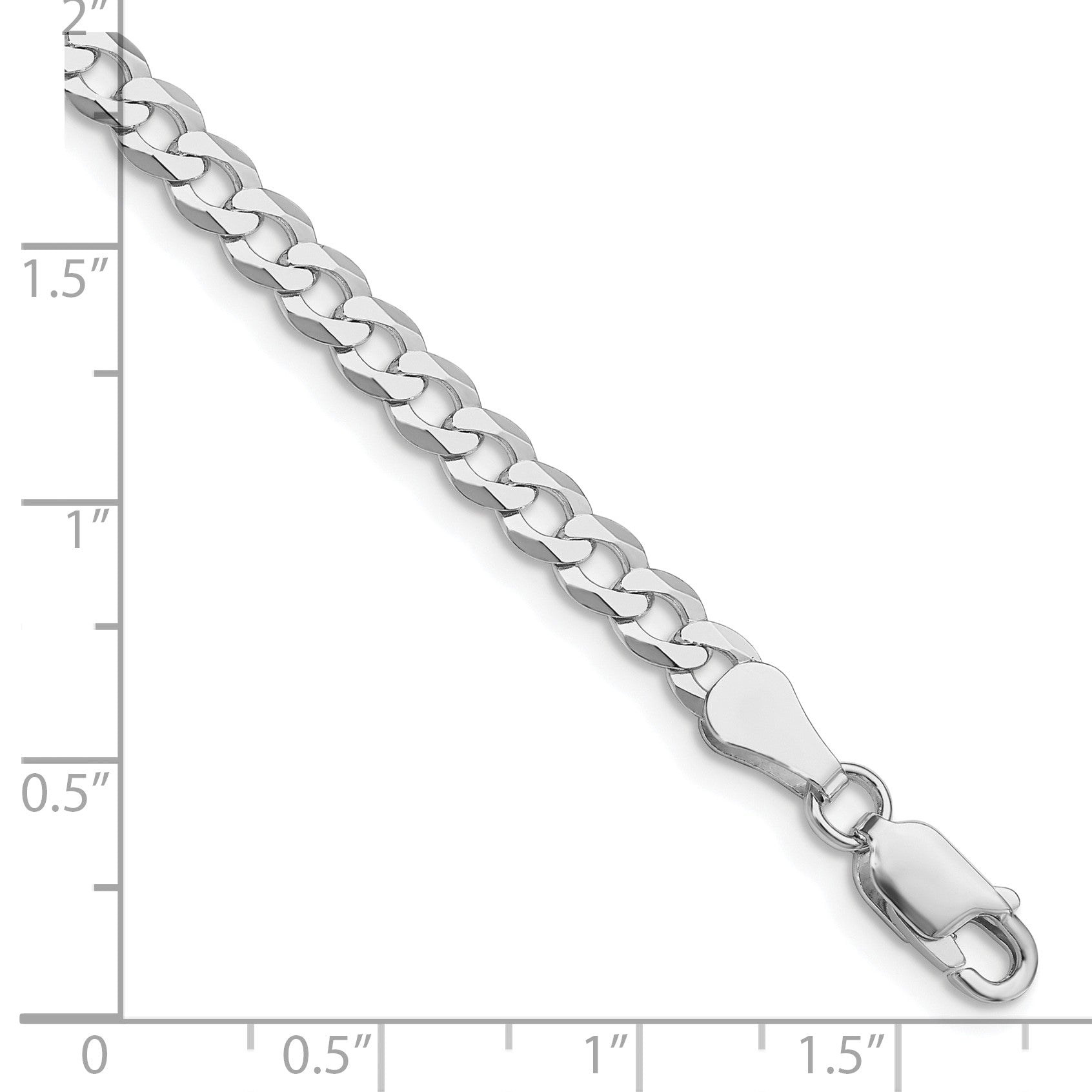Sterling Silver Rhodium-plated 4.7mm Flat Curb Chain