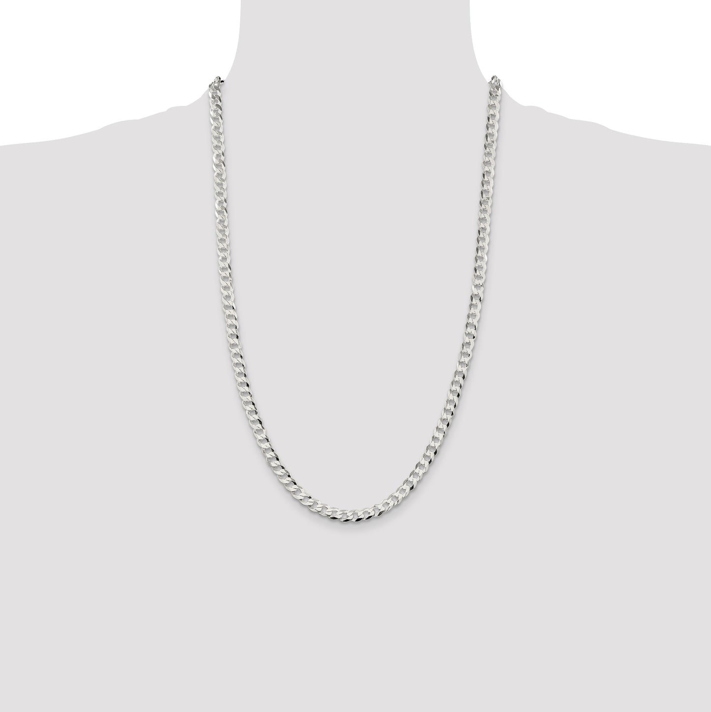 Sterling Silver 5.75mm Flat Curb Chain