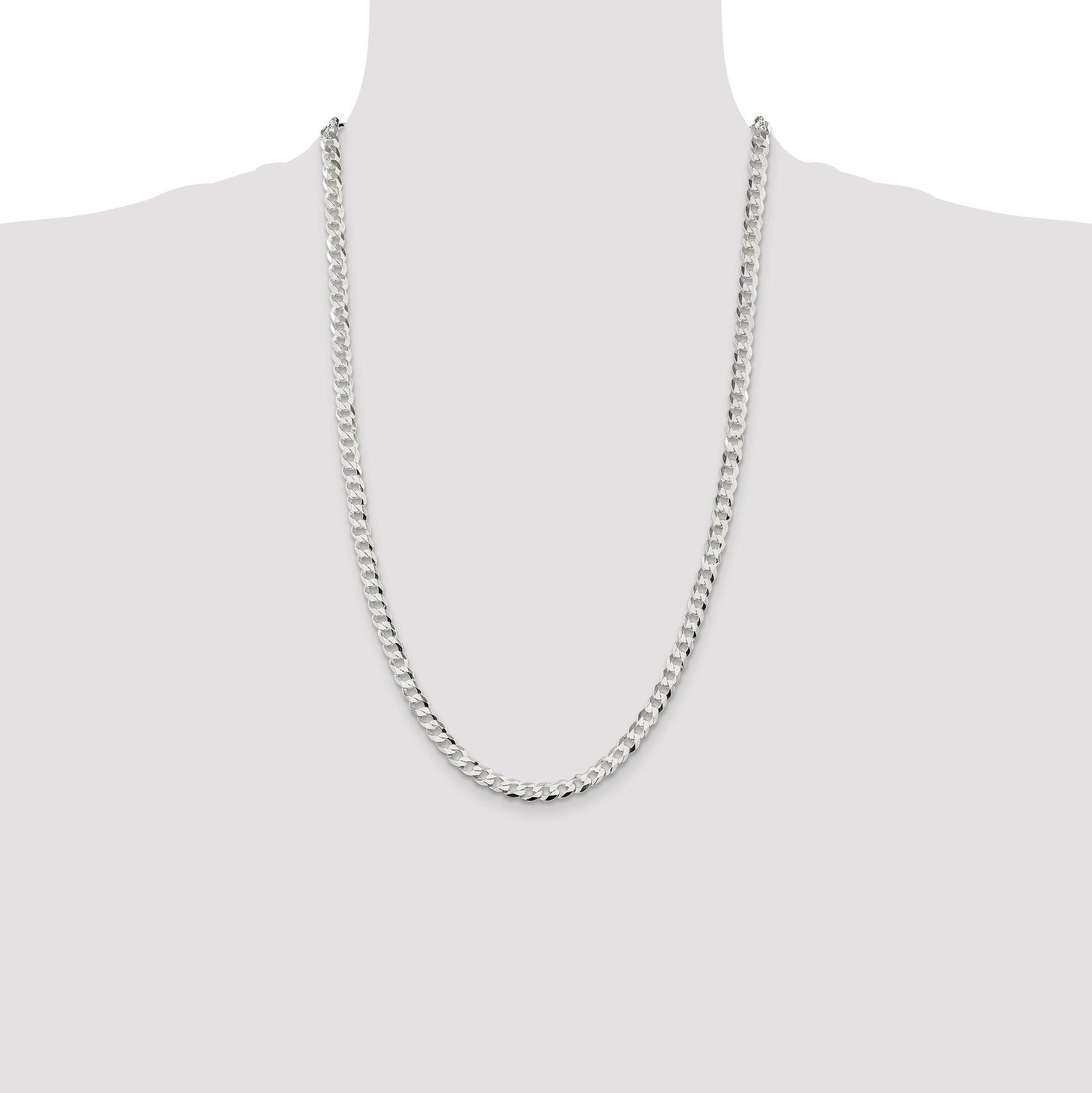 Sterling Silver 5.75mm Flat Curb Chain