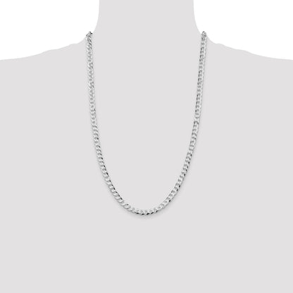 Sterling Silver Rhodium-plated 5.75mm Flat Curb Chain