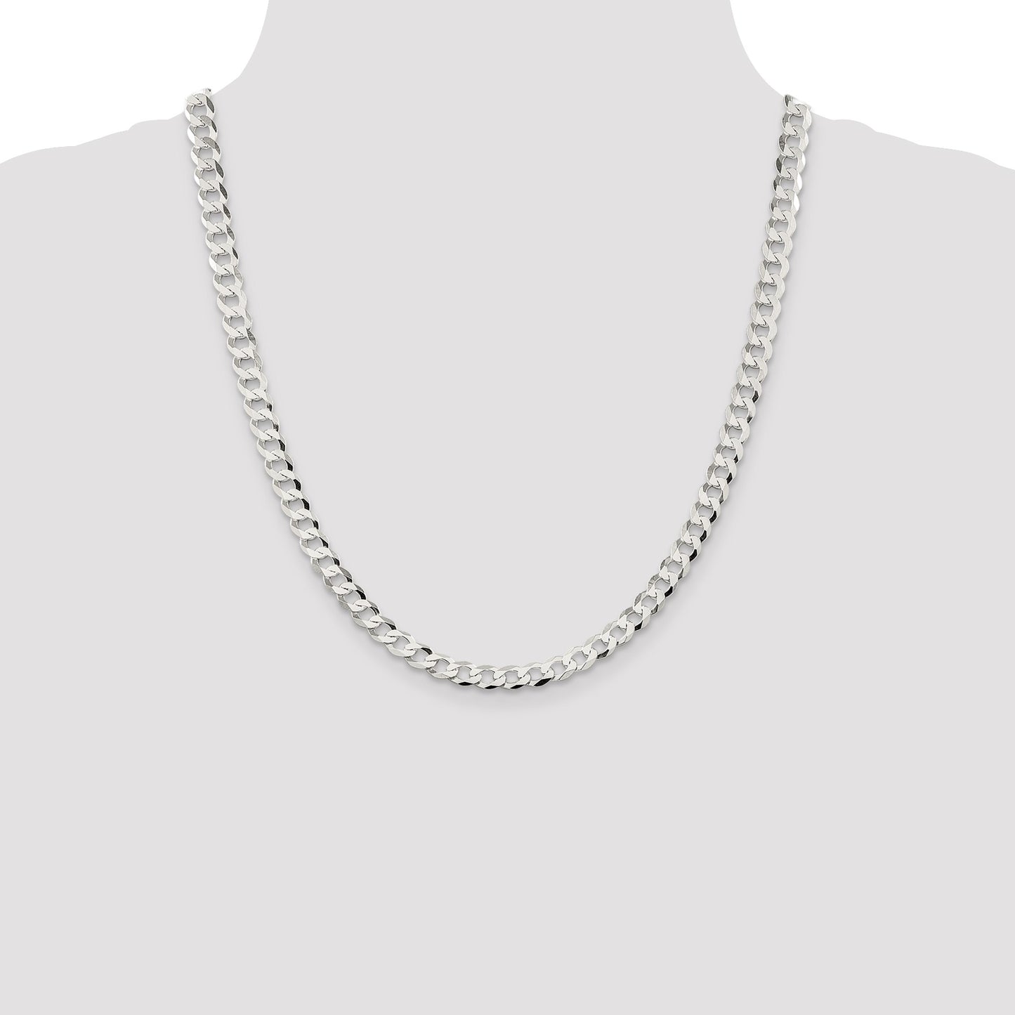 Sterling Silver 6.8mm Flat Curb Chain