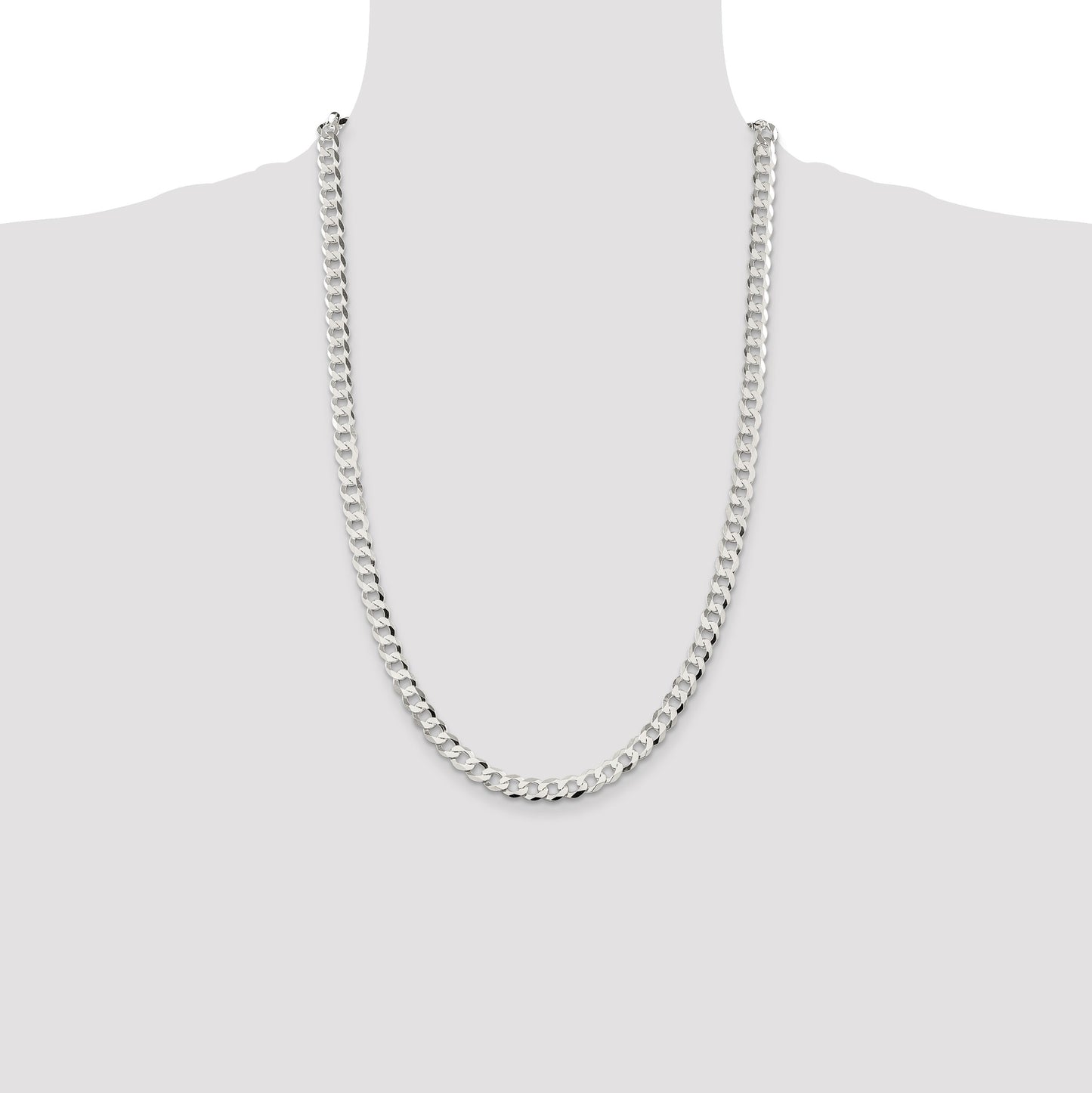 Sterling Silver 6.8mm Flat Curb Chain