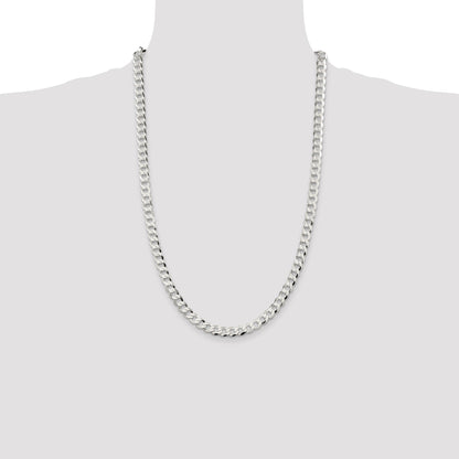 Sterling Silver 6.8mm Flat Curb Chain
