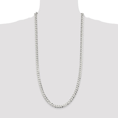 Sterling Silver 6.8mm Flat Curb Chain
