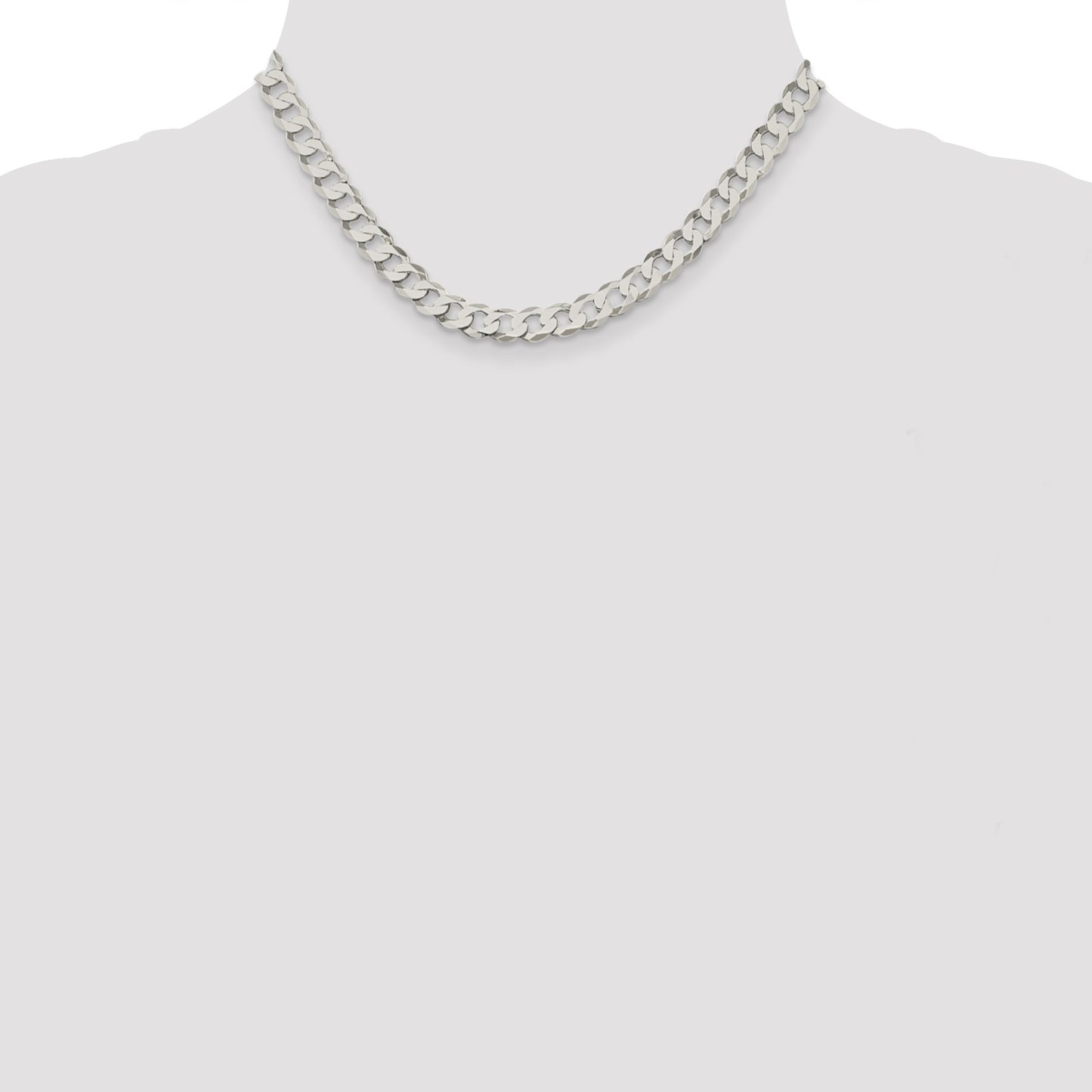 Sterling Silver 7.5mm Flat Curb Chain