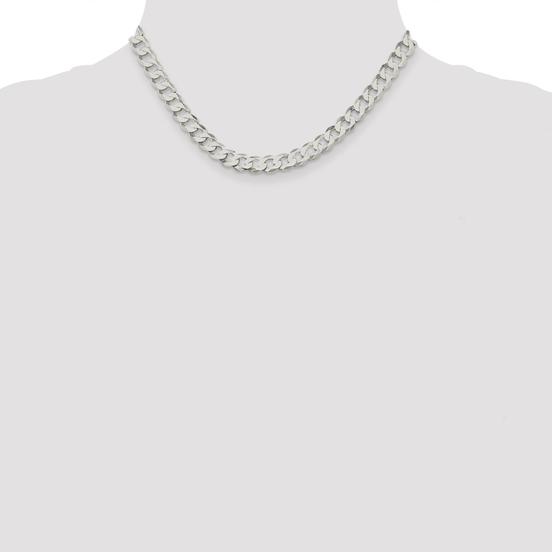 Sterling Silver 7.5mm Flat Curb Chain