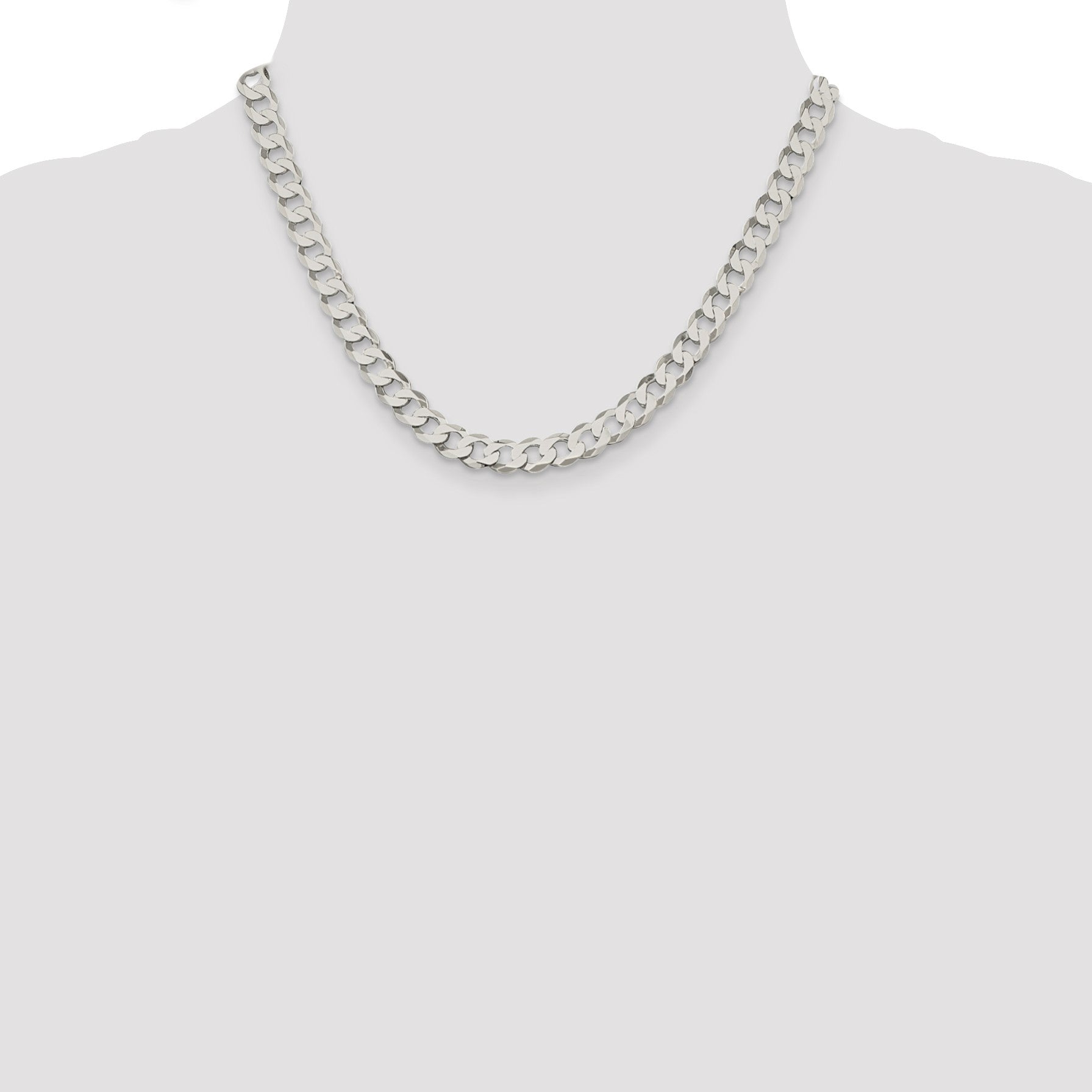 Sterling Silver 7.5mm Flat Curb Chain