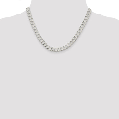 Sterling Silver 7.5mm Flat Curb Chain